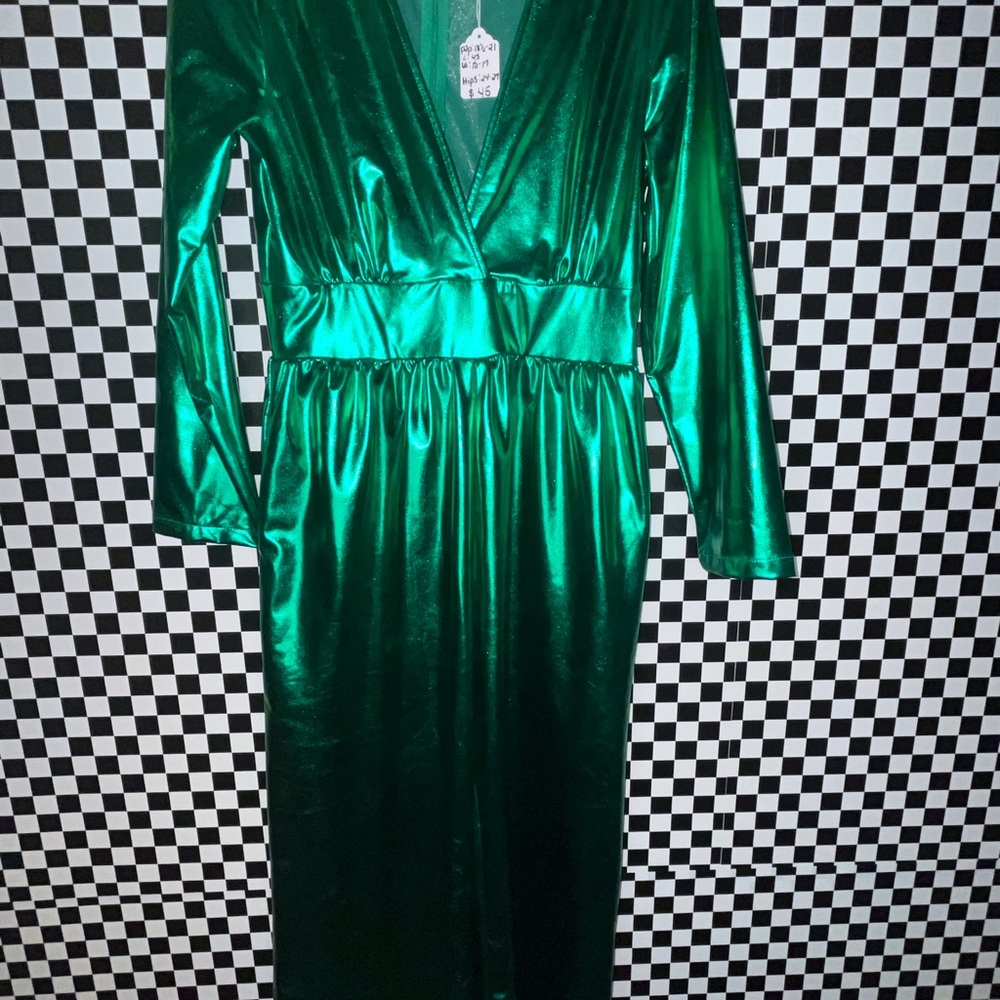 Metallic emerald green jumpsuit